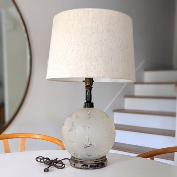 Vintage Art Deco Etched|Cut Glass Table Lamp - Picture 6 of 8